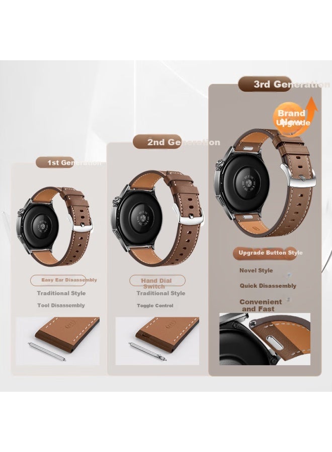 Tinker Xiao Pi Jiang Genuine Leather Watch Strap For Huawei Watch Gt5 Pro, Gt4, Gt5, Quick Release Button Style, Women's Cowhide Leather Watch Strap, 42/41mm Dial Universal Watch Strap, Genuine Leather - Image 2