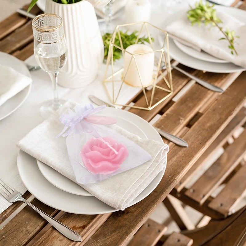 Treela 24 Set Flower Candles Wedding Favor for Guests Mini Pink Rose Shaped Tealight Candles for Return Gift Wedding Birthday Bridal Shower Housewarming Party - Image 4