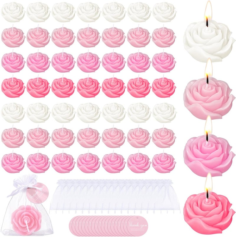 Treela 24 Set Flower Candles Wedding Favor for Guests Mini Pink Rose Shaped Tealight Candles for Return Gift Wedding Birthday Bridal Shower Housewarming Party - Image 1