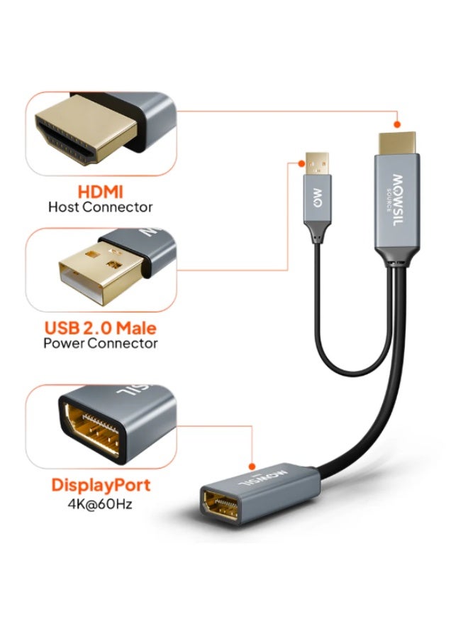 MOWSIL محول Mowsil من HDMI إلى DisplayPort مع طاقة USB - Image 4