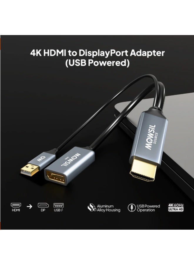 MOWSIL محول Mowsil من HDMI إلى DisplayPort مع طاقة USB - Image 2