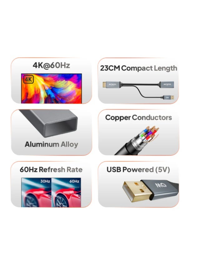 MOWSIL محول Mowsil من HDMI إلى DisplayPort مع طاقة USB - Image 3