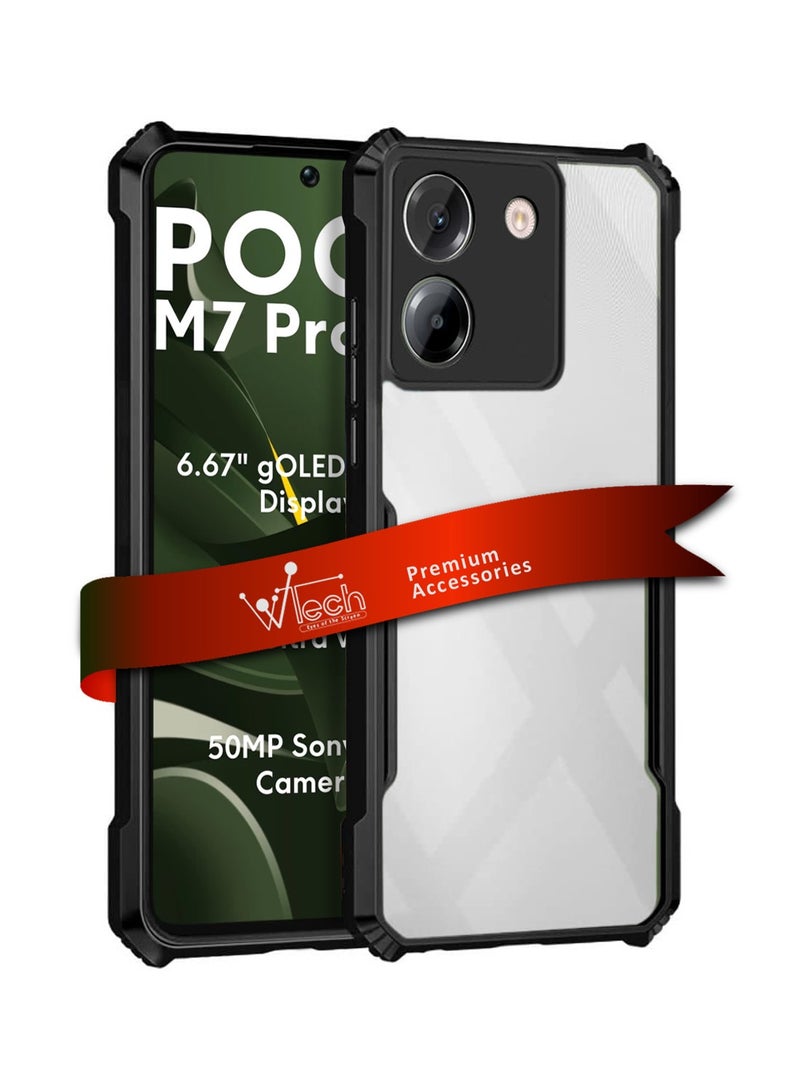 Wtech Xiaomi Poco M7 Pro 5G 2024 Hybrid TPU Silicone with Raised Armour Bumpers Slim Case Cover - Black - Image 1