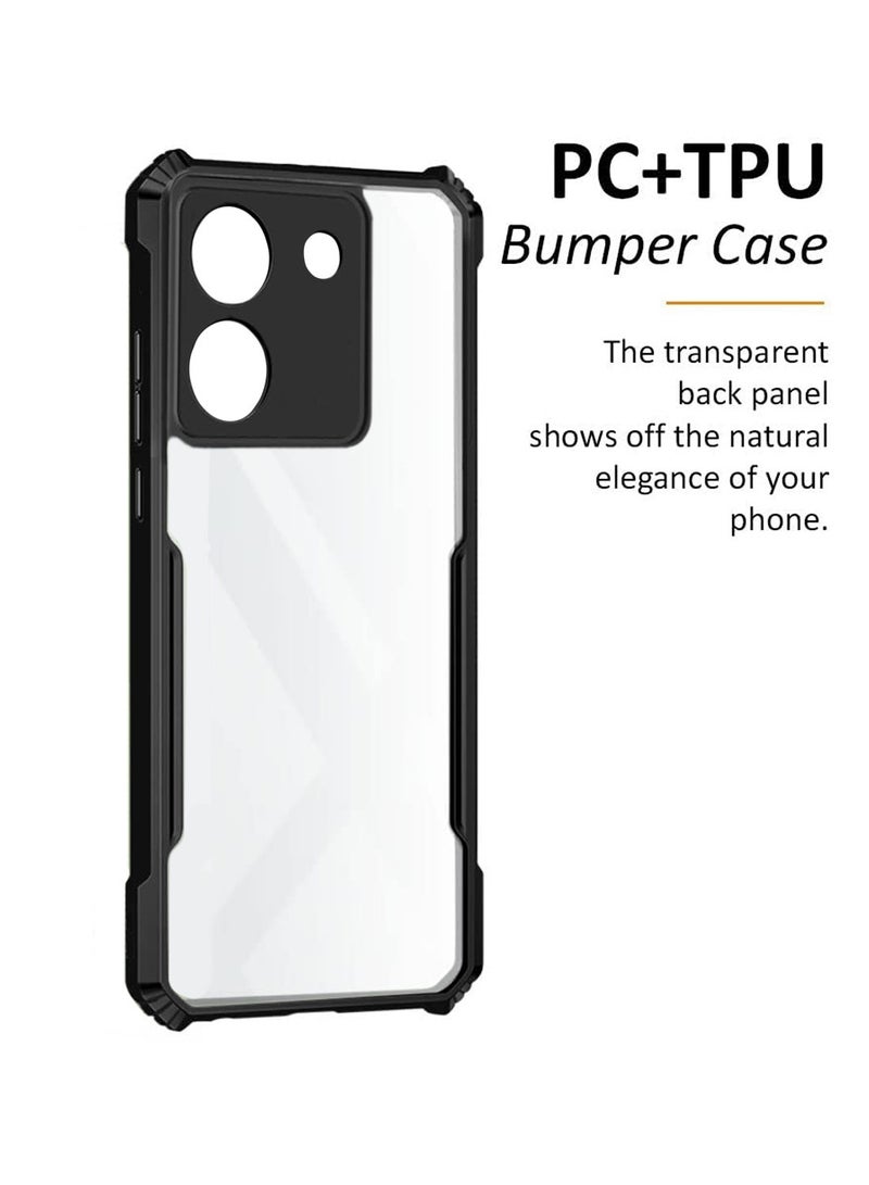 Wtech Xiaomi Poco M7 Pro 5G 2024 Hybrid TPU Silicone with Raised Armour Bumpers Slim Case Cover - Black - Image 2