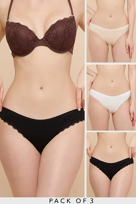 أر أند بي 3 Pack Ribbed Bikini Briefs