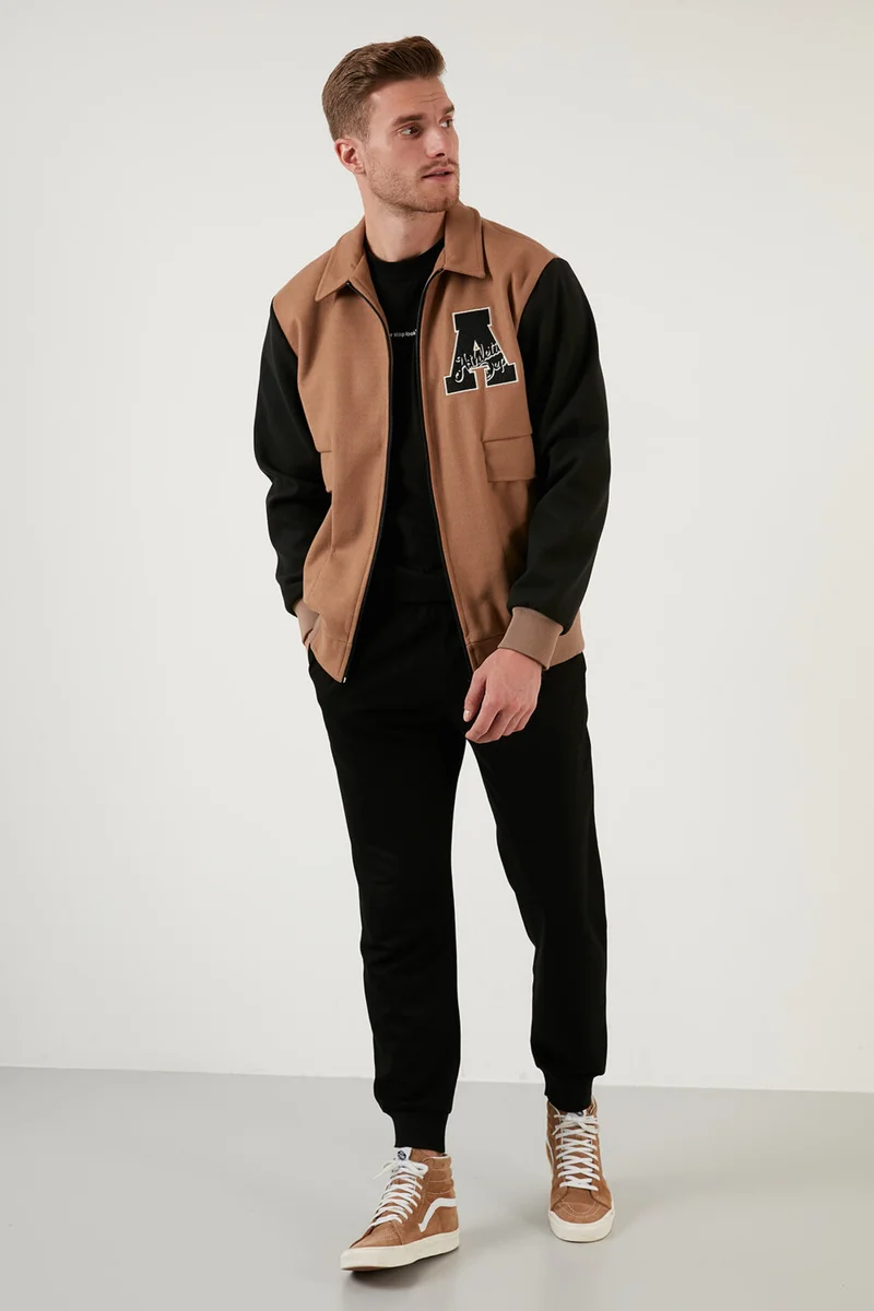 بوراتي Emblem Zippered Regular Fit Bomber Coat Men's Coat 5715896