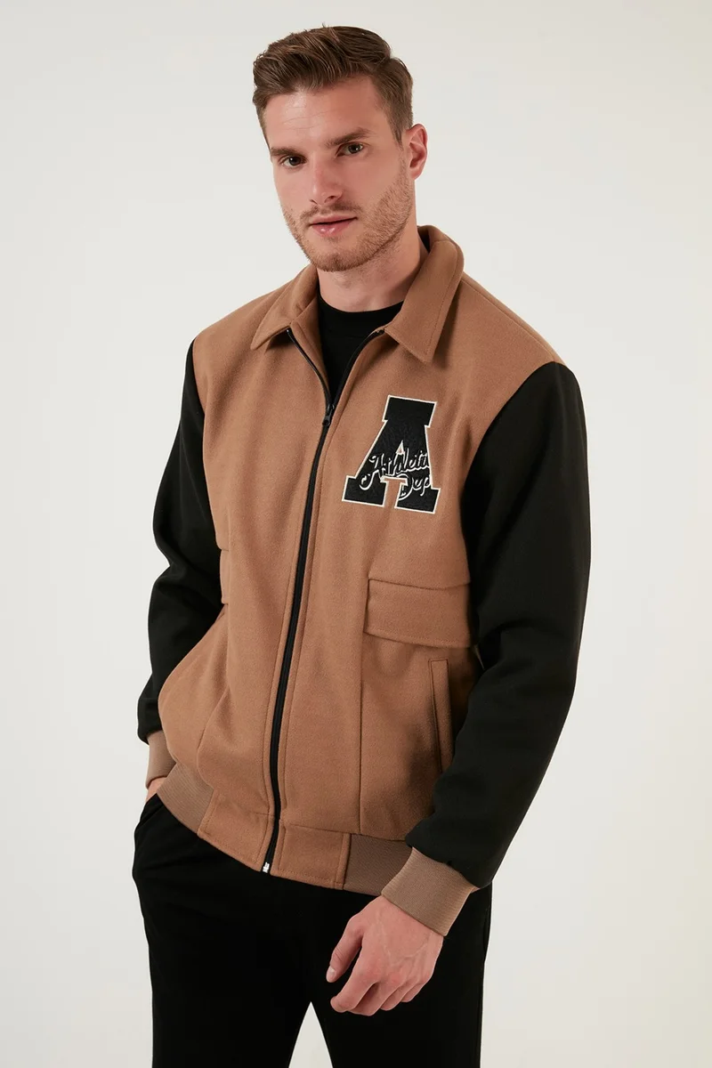 بوراتي Emblem Zippered Regular Fit Bomber Coat Men's Coat 5715896