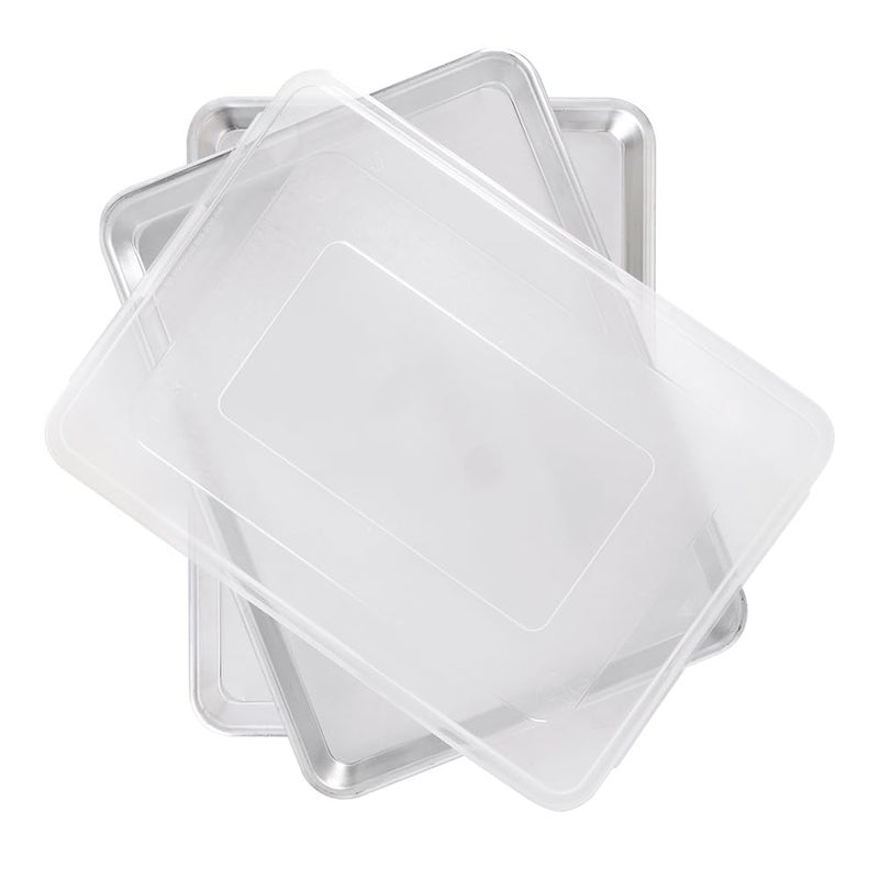 Nordic Ware Naturals Half Sheet Set  USA Made Aluminum Commercial Quality Sheet Pan for Baking or Roasting Encapsulated Galvanized Steel Rim Prevents Warping 2pk Half  Lid