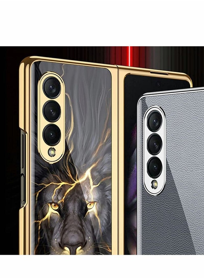Y&D Case for Samsung Galaxy Z Fold 3 Cover Luxury Plating Plastic Crystal Finish Pattern Protection Bumper 5G 2021 (Gold)  - Image 3