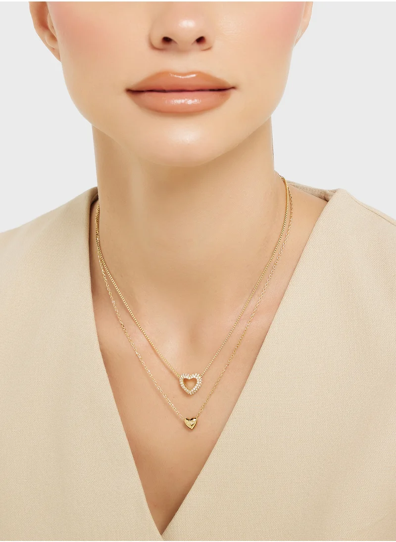 GUESS Jubn05026Jwygt/U 16-18" Two Hearts Double Necklace