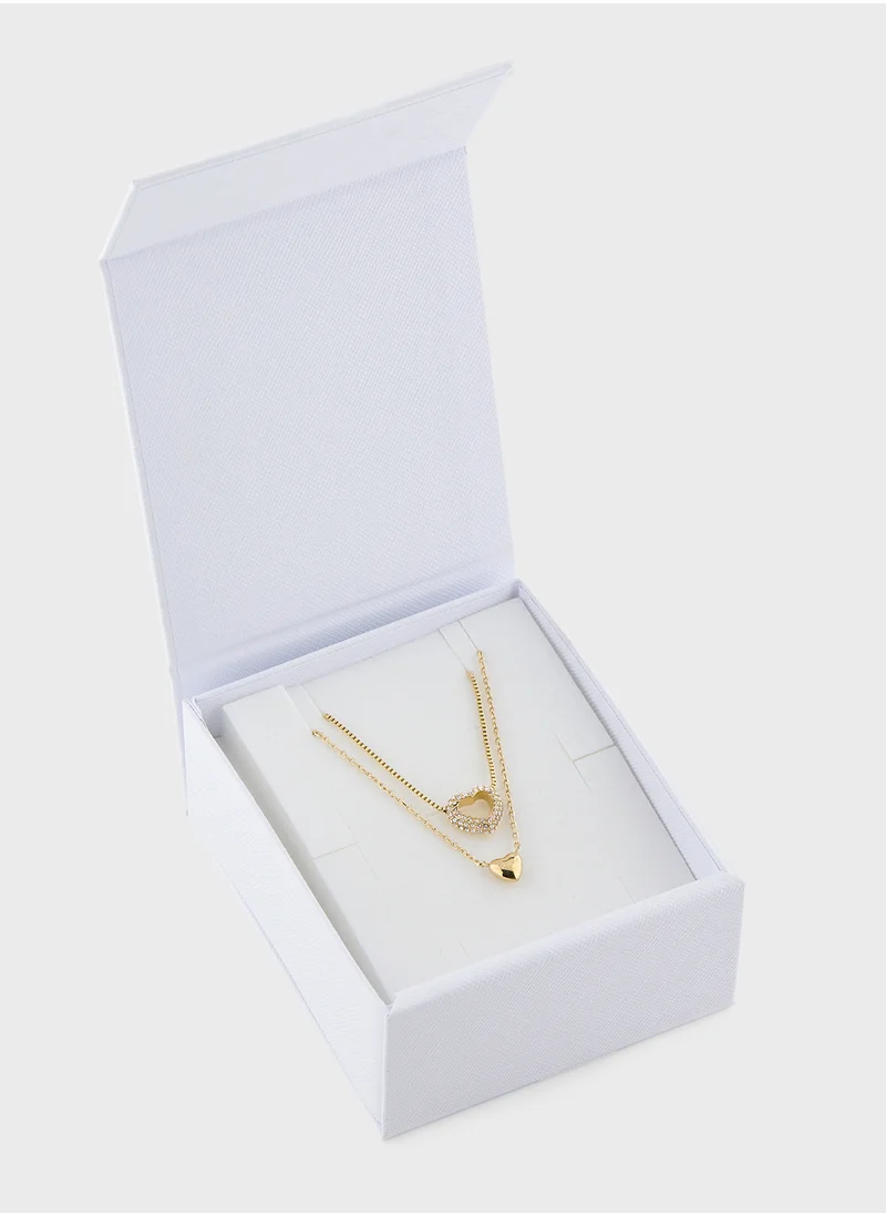 GUESS Jubn05026Jwygt/U 16-18" Two Hearts Double Necklace