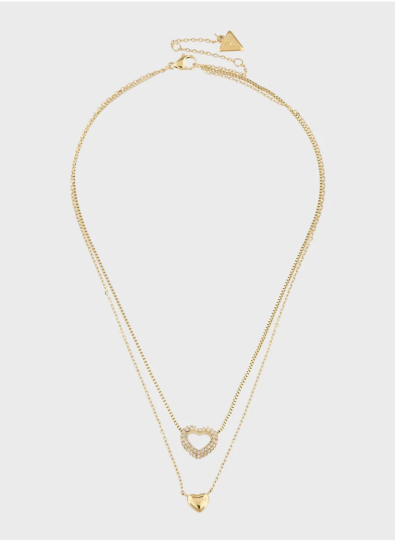 جس Jubn05026Jwygt/U 16-18" Two Hearts Double Necklace