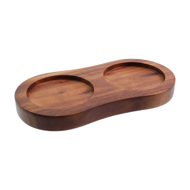 FarBoat 6 x 3 Acacia Wood Tray for Salt Mill and Pepper Grinder Seasoning Bottles 214 Round Slot