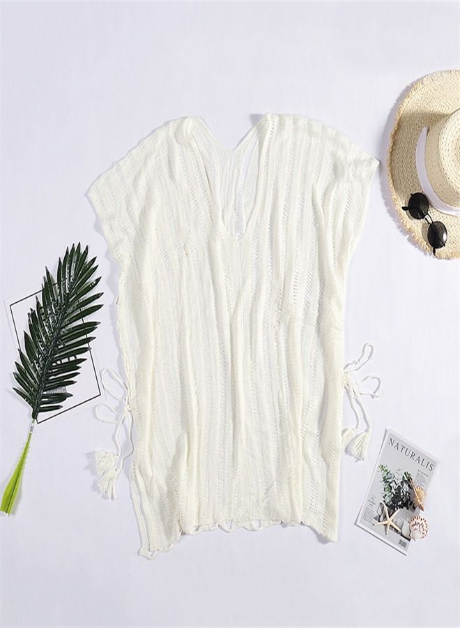 Loquat Relaxed Beach Sunscreen Dress White  - Image 3