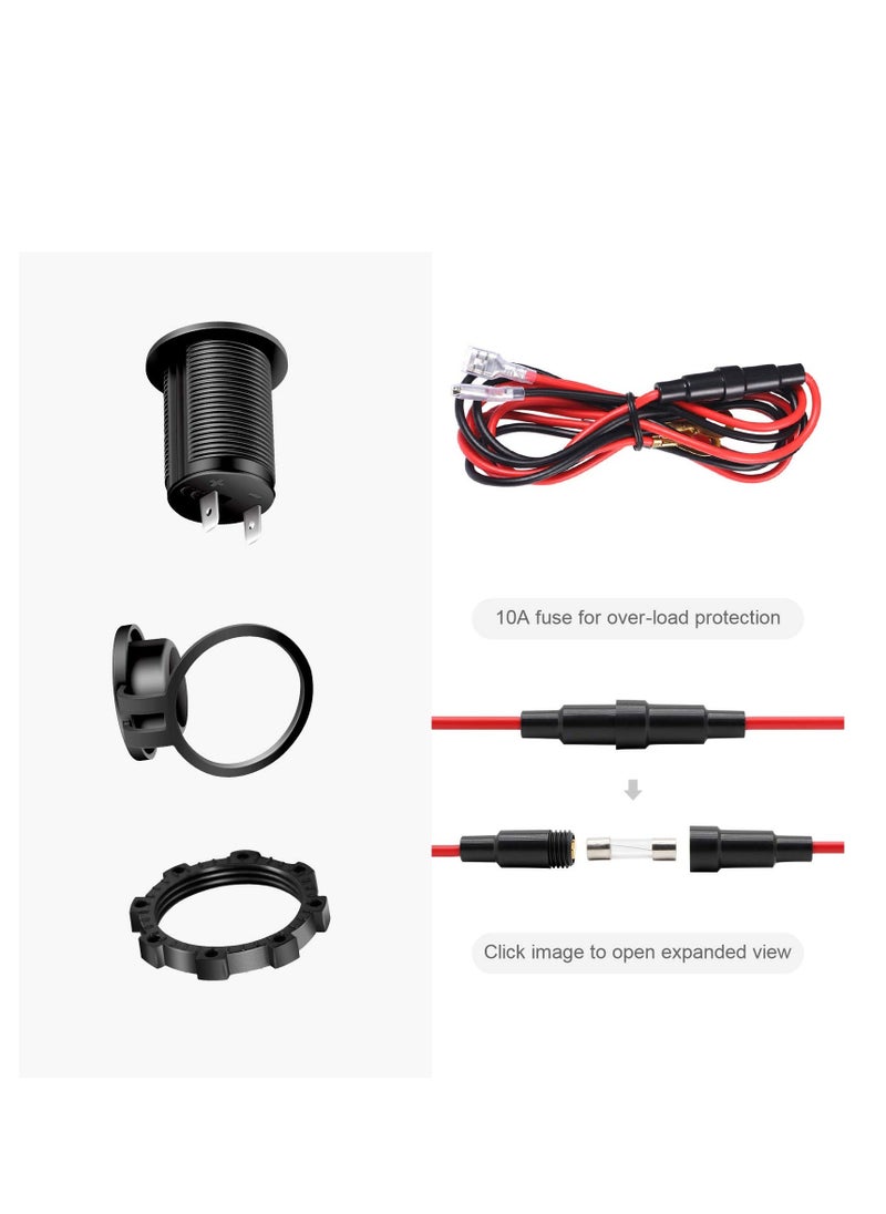 12V Cigarette Lighter Socket, 2 Pack Car Marine Motorcycle ATV RV Lighter Socket, Replacement 12 Volt Waterproof Plug, Power Outlet Socket Receptacle Waterproof Plug