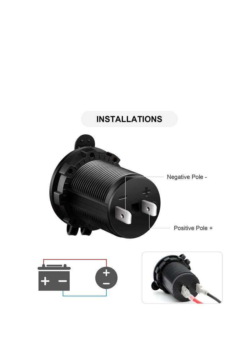 12V Cigarette Lighter Socket, 2 Pack Car Marine Motorcycle ATV RV Lighter Socket, Replacement 12 Volt Waterproof Plug, Power Outlet Socket Receptacle Waterproof Plug