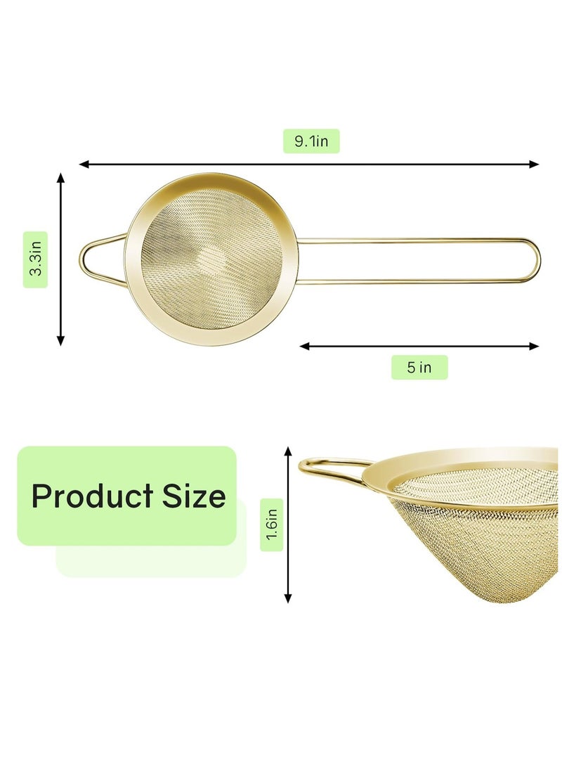 Loquat Fine Mesh Strainer Gold Cone-Shaped Stainless Steel Strainer with Long Handle for Tea, Herbs, Coffee, Juice - Image 2