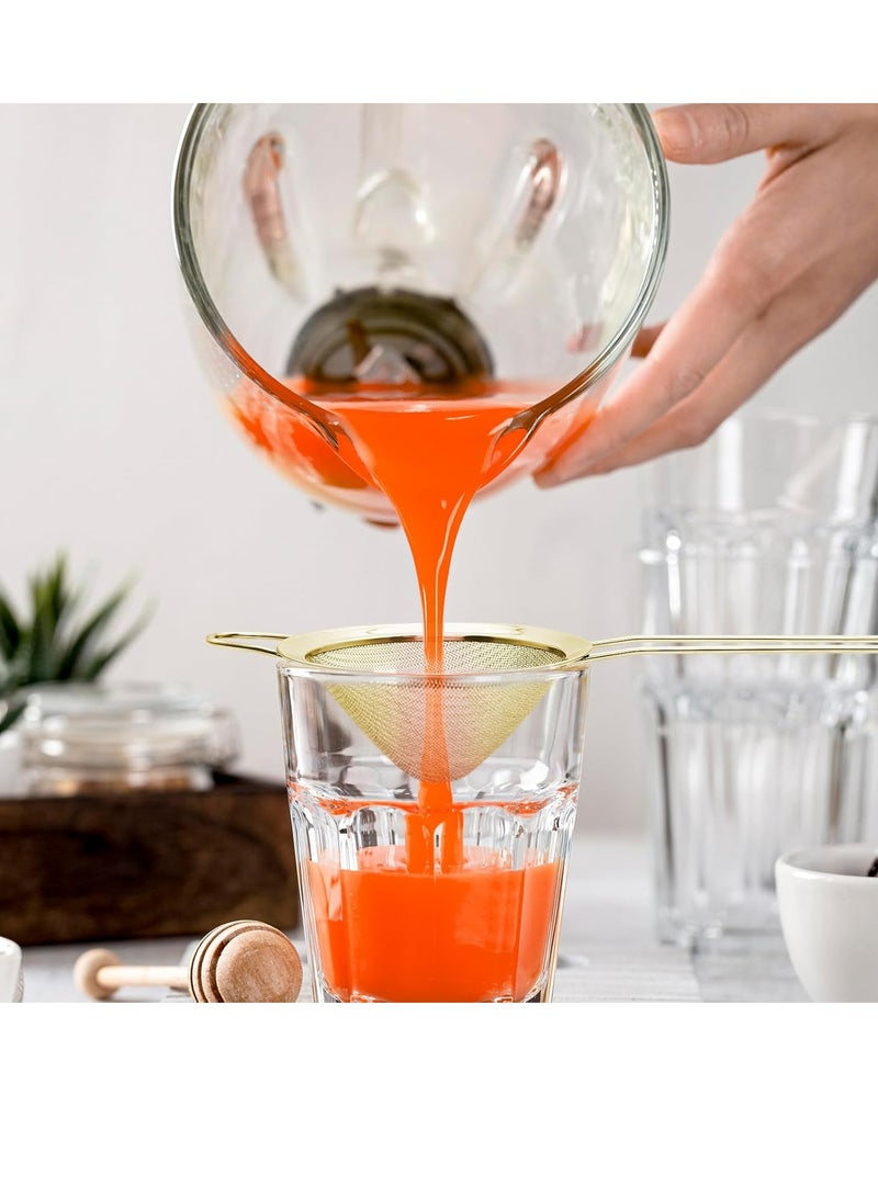 Loquat Fine Mesh Strainer Gold Cone-Shaped Stainless Steel Strainer with Long Handle for Tea, Herbs, Coffee, Juice - Image 5