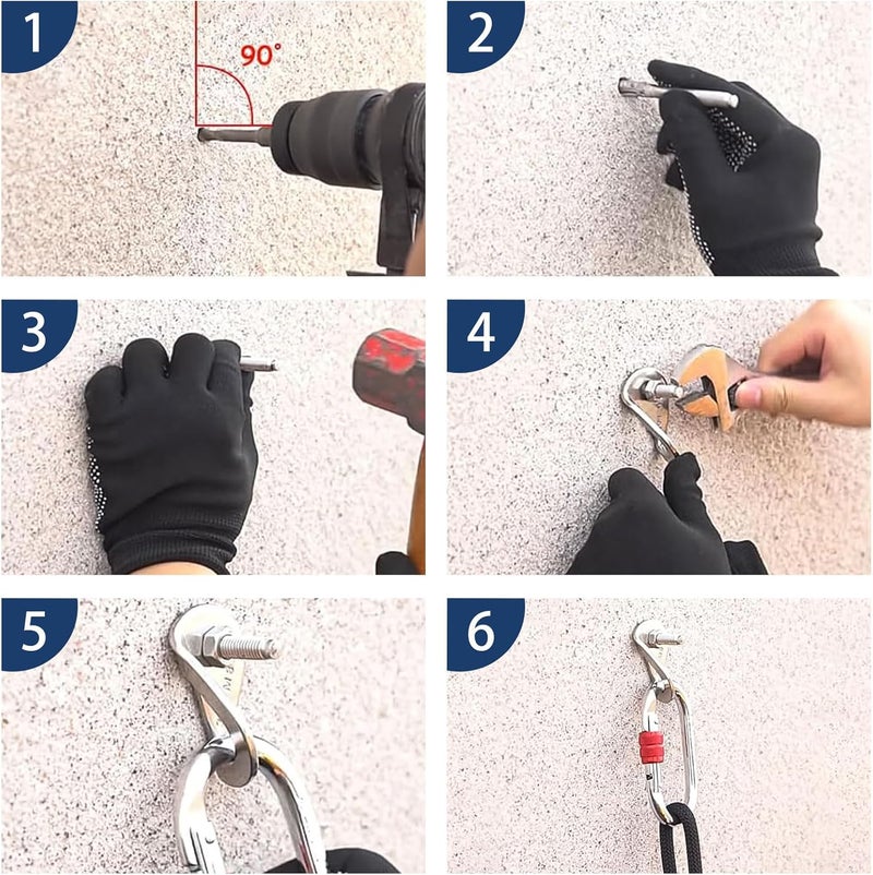 AOKWIT 25kN Climbing Bolt Hangers Anchors Stainless Steel Climbing Holds Anchor Bolt Heavy Duty Expansion Bolt Piton Tiedown for Rock Climbing Rappelling Hammock Gym Wall Aerial Work Caving Rescue - Image 4