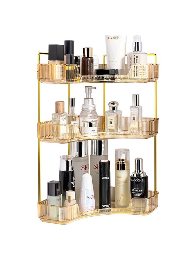 XiuWoo Makeup Organizer 3 Tier Skincare Organizer Bathroom Organizer for Perfumes and Makeups Skincare Toiletries ect Multifunctional Organizer Rack for Dresser Bedroom Living Room Bathroom (Amber 3-Tier) - Image 5