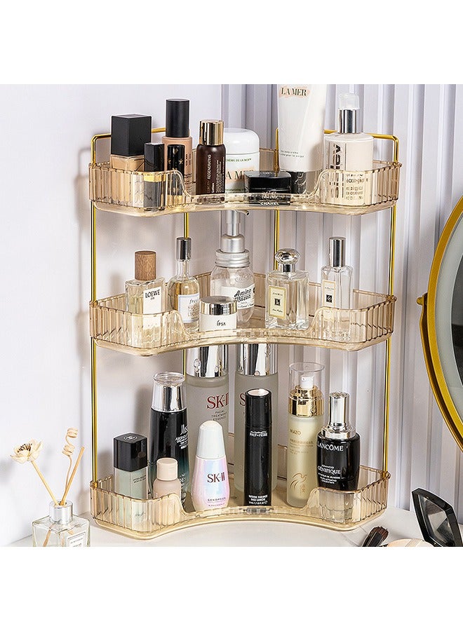 XiuWoo Makeup Organizer 3 Tier Skincare Organizer Bathroom Organizer for Perfumes and Makeups Skincare Toiletries ect Multifunctional Organizer Rack for Dresser Bedroom Living Room Bathroom (Amber 3-Tier) - Image 2