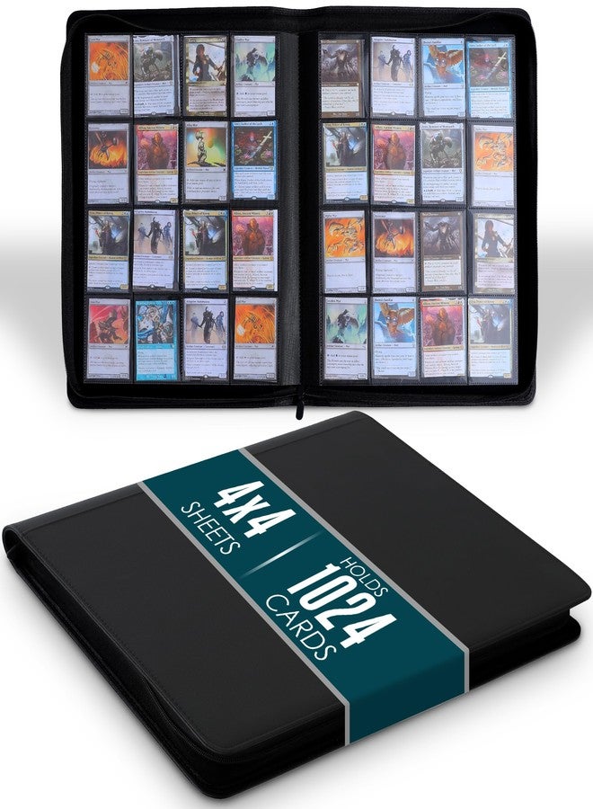 Houseables 1000 Card Binder, Ringless Card Binder, 16 Pocket, Side Loading, Collectible Trading Album, Collection Folder, Collector Book Holder, Sports, One Piece, MTG, Yugioh, Pokemon, with Zipper - Image 1