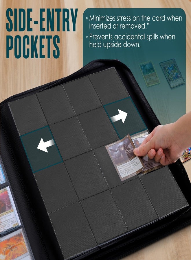 Houseables 1000 Card Binder, Ringless Card Binder, 16 Pocket, Side Loading, Collectible Trading Album, Collection Folder, Collector Book Holder, Sports, One Piece, MTG, Yugioh, Pokemon, with Zipper - Image 4