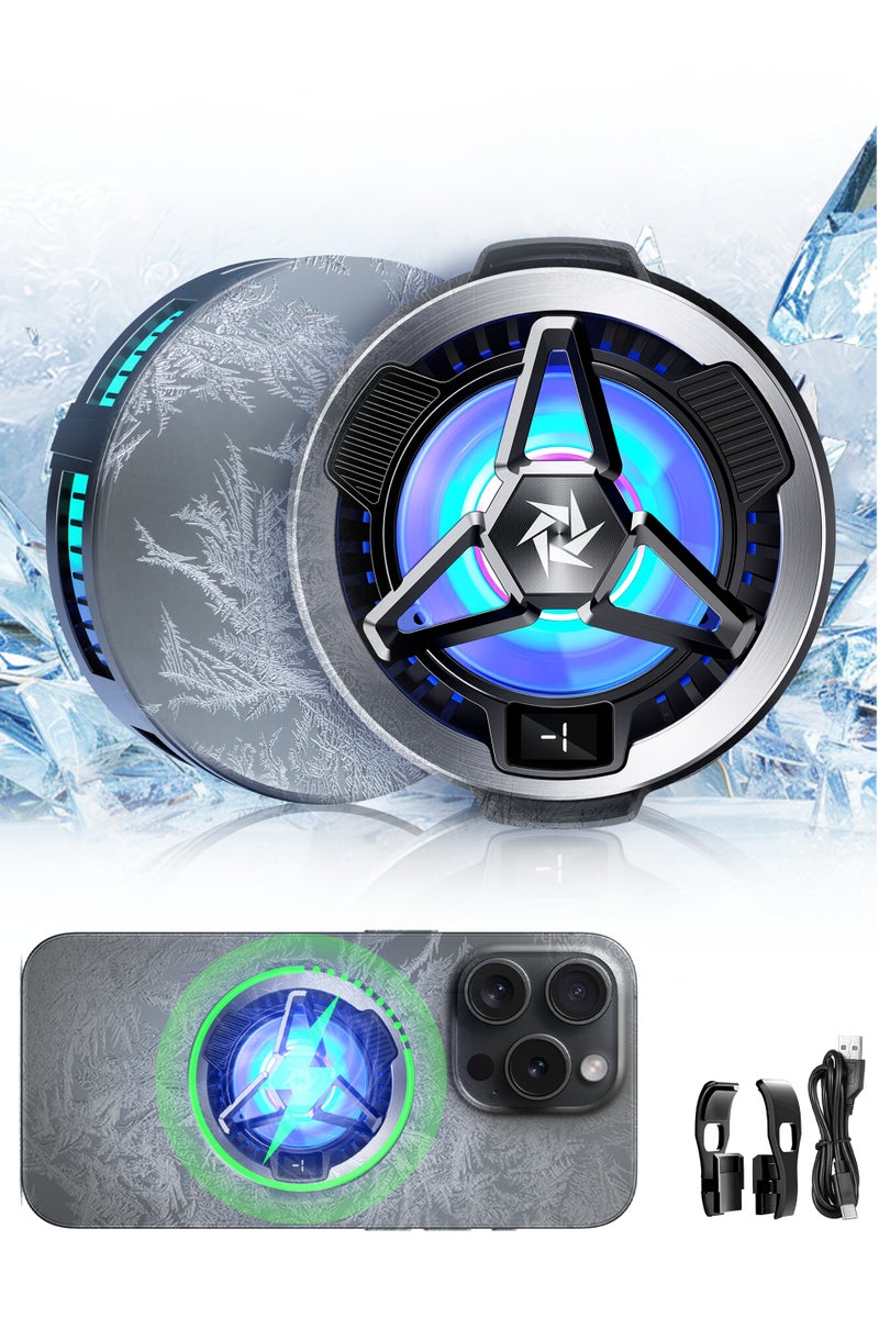 Magnetic Phone Cooler with Magnetic Charging, Portable Phone Cooling Fan, Universal Phone Fan Cellphone Radiator with RGB Light, Mini Phone Cooler  - Image 1