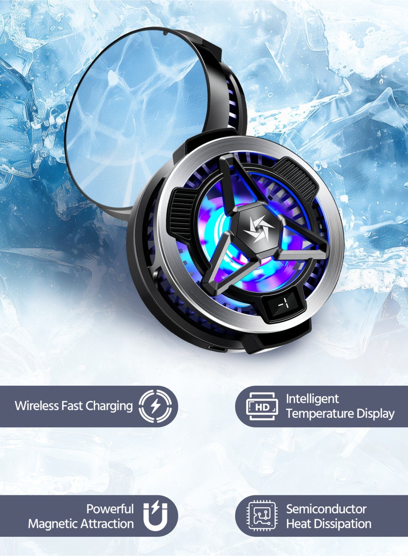 Magnetic Phone Cooler with Magnetic Charging, Portable Phone Cooling Fan, Universal Phone Fan Cellphone Radiator with RGB Light, Mini Phone Cooler  - Image 4