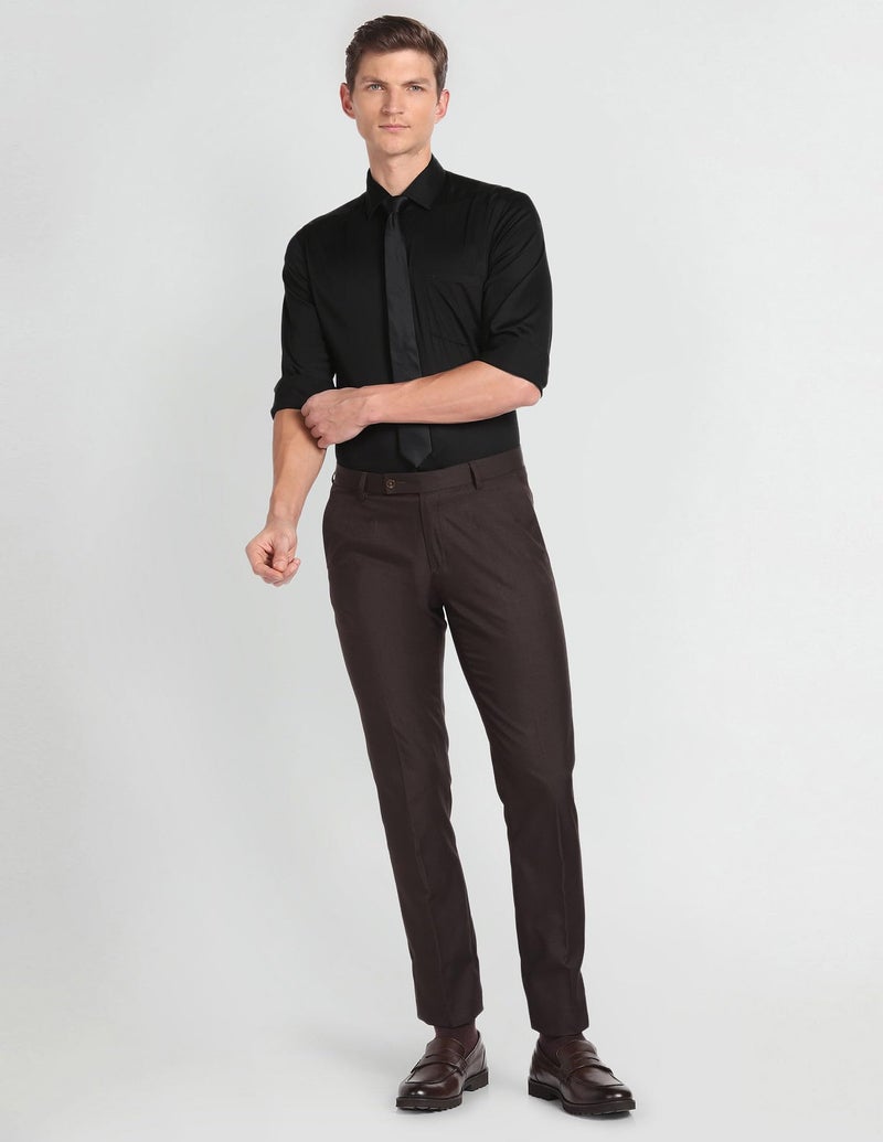 Arrow Men Slim fit Cotton Solid Long Sleeves Cutaway Collar Shirt(ARADOSH1602_Black_40) - Image 4