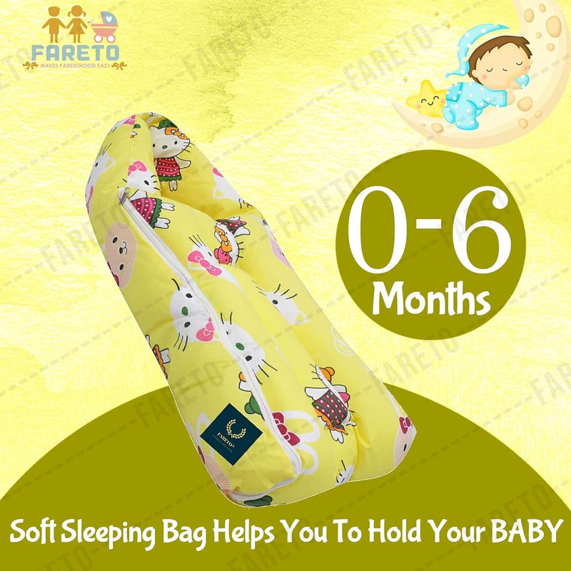 Fareto Teddy Baby Mattress with Mosquito Net Sleeping Bag Combo 06 Months 06 MonthsYellow Teddy - Image 5