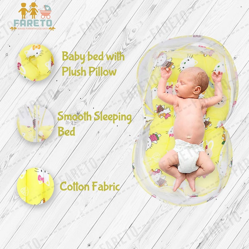 Fareto Teddy Baby Mattress with Mosquito Net Sleeping Bag Combo 06 Months 06 MonthsYellow Teddy - Image 4