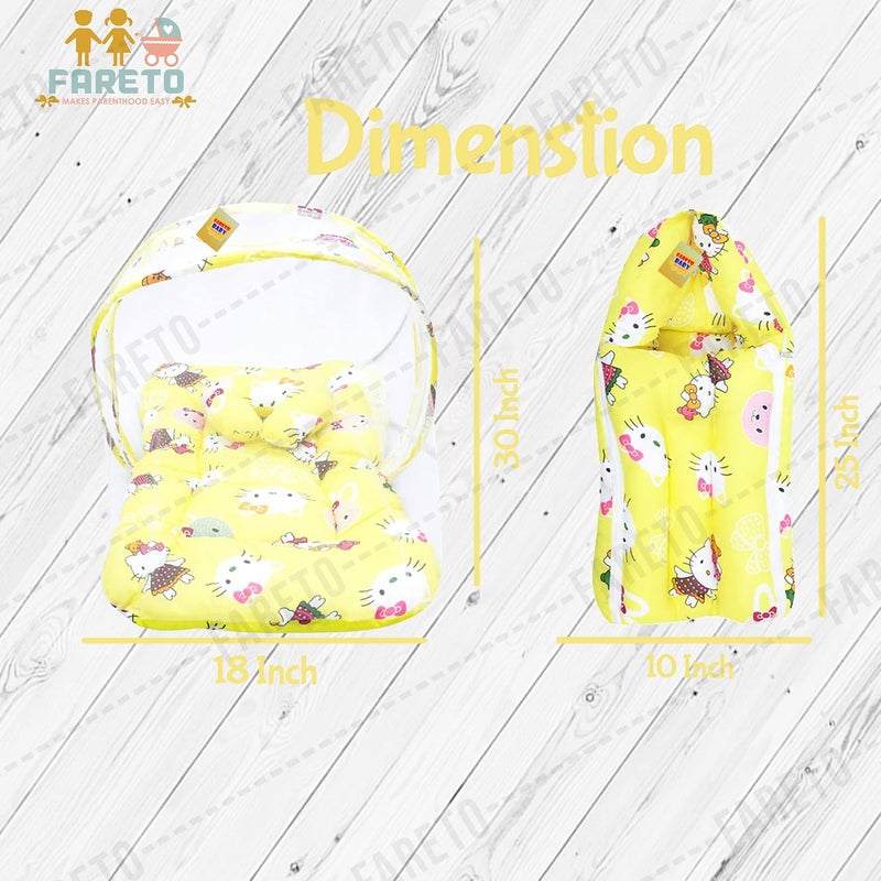Fareto Teddy Baby Mattress with Mosquito Net Sleeping Bag Combo 06 Months 06 MonthsYellow Teddy - Image 2