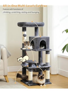 Alissa 116 cm Tall Cat Tree for Indoor Cats, Multi-Level Cat Tower with Super Large Hammock, Sisal Covered Scratching Posts, Cozy Condo and Top Perch (Medium)  - Image 4