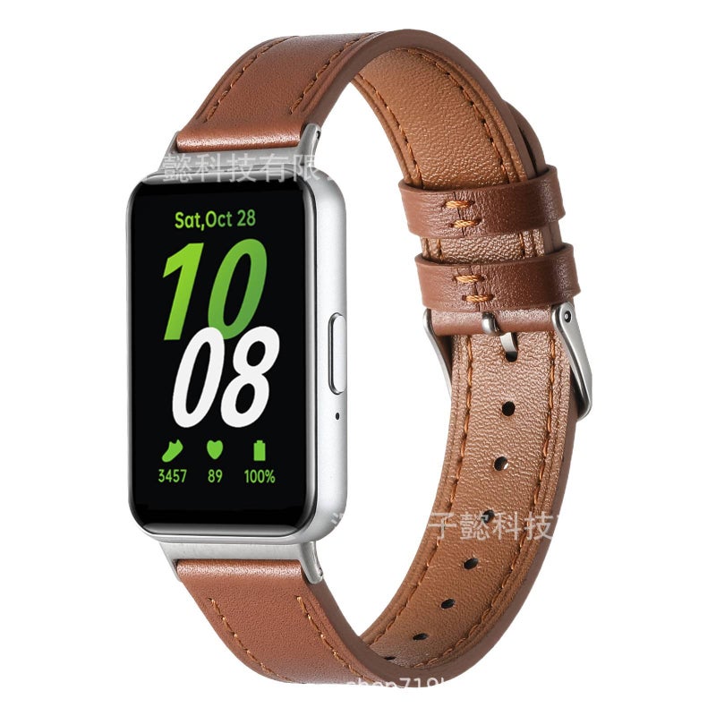 Leather Compatible with Samsung Galaxy Watch Smartwatch Band in Brown for daily smartwatch wear and replacement strap Indoor Use On The Go Use - Image 1