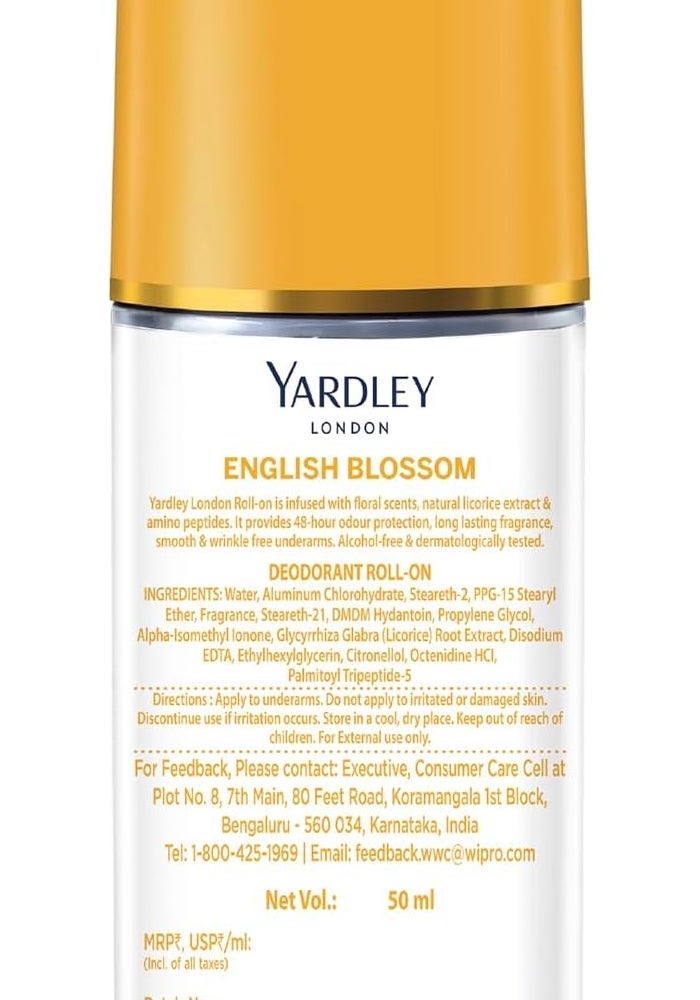 Yardley مزيل العرق رول أون ياردلي لندن إنجليش بلوسوم - 50 مل - Image 2