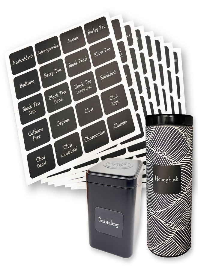 AllSpice Tea Tin Labels, 160 Pre-Printed Waterproof Adhesive Labels, 1.7 x 1.2 Inches, Vinyl Material, Removable - Image 1