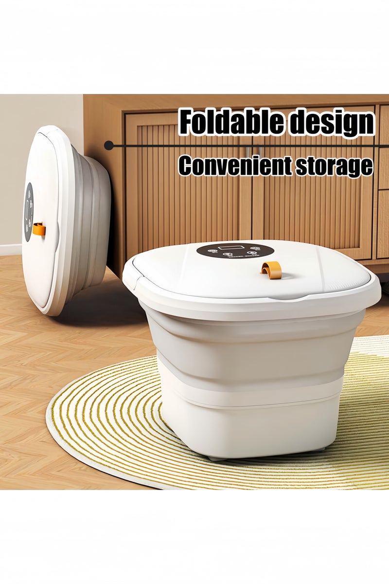 GGEROU Foot Spa with Heat Collapsible Foot Massager Spa Soaking Tub with Bubbles Temperature Control and Bubble Function Massage Roller Remote Control White - Image 2