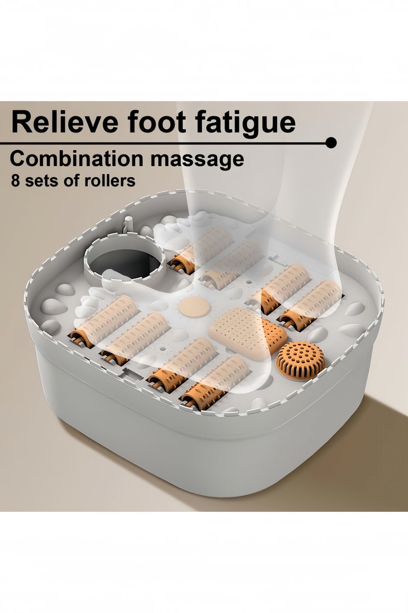 GGEROU Foot Spa with Heat Collapsible Foot Massager Spa Soaking Tub with Bubbles Temperature Control and Bubble Function Massage Roller Remote Control White - Image 4