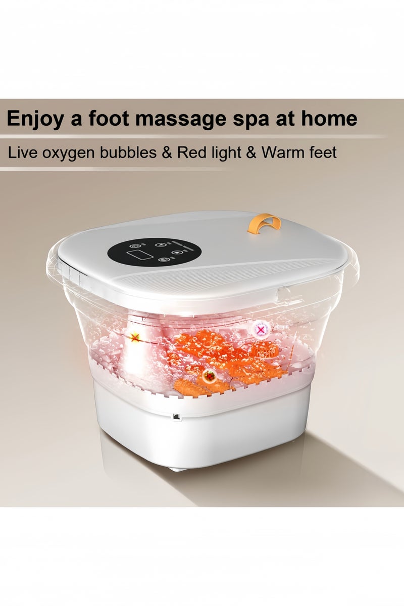 GGEROU Foot Spa with Heat Collapsible Foot Massager Spa Soaking Tub with Bubbles Temperature Control and Bubble Function Massage Roller Remote Control White - Image 5