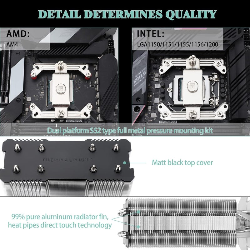 Thermalright Assassin X120 Refined SE CPU Air Cooler, 4 Heat Pipes, TL-C12 PWM Fan, Aluminium Heatsink Cover, AGHP Technology, for AMD AM4/AM5/Intel LGA 1150/1151/1155/1156/1200/1700 (AX120 R SE) - Image 3