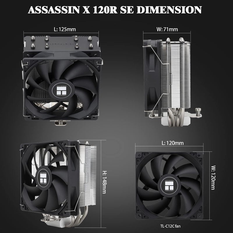 Thermalright Assassin X120 Refined SE CPU Air Cooler, 4 Heat Pipes, TL-C12 PWM Fan, Aluminium Heatsink Cover, AGHP Technology, for AMD AM4/AM5/Intel LGA 1150/1151/1155/1156/1200/1700 (AX120 R SE) - Image 5
