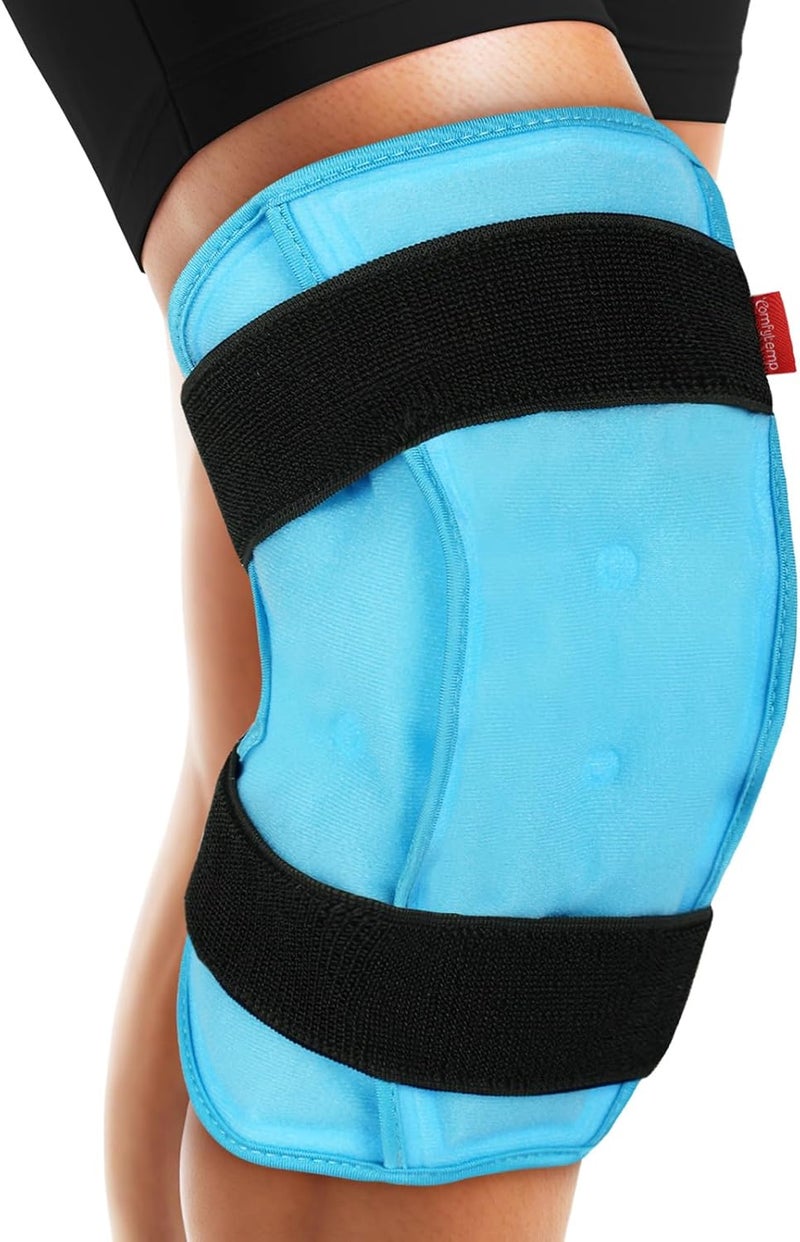 Comfytemp 3D Knee Ice Pack Wrap for Injuries Reusable Gel Knee Cold Pack Physical Therapy for Leg Pain Relief Replacement Arthritis Muscle Recovery Surgery Get Well Gift Women Men Running Gear - Image 1