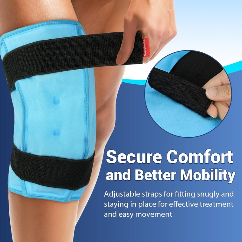 Comfytemp 3D Knee Ice Pack Wrap for Injuries Reusable Gel Knee Cold Pack Physical Therapy for Leg Pain Relief Replacement Arthritis Muscle Recovery Surgery Get Well Gift Women Men Running Gear - Image 4