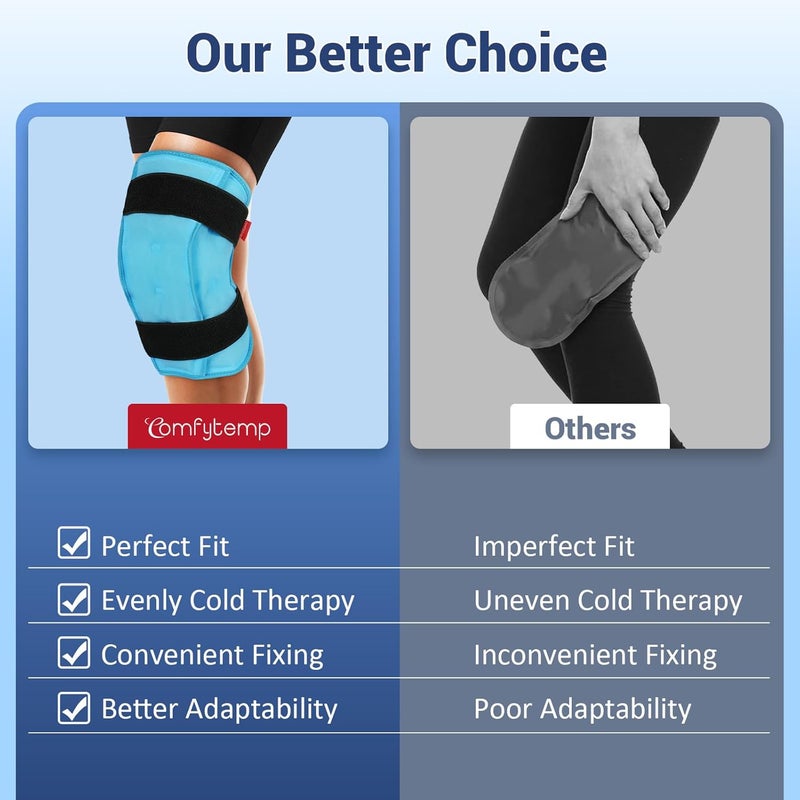 Comfytemp 3D Knee Ice Pack Wrap for Injuries Reusable Gel Knee Cold Pack Physical Therapy for Leg Pain Relief Replacement Arthritis Muscle Recovery Surgery Get Well Gift Women Men Running Gear - Image 5