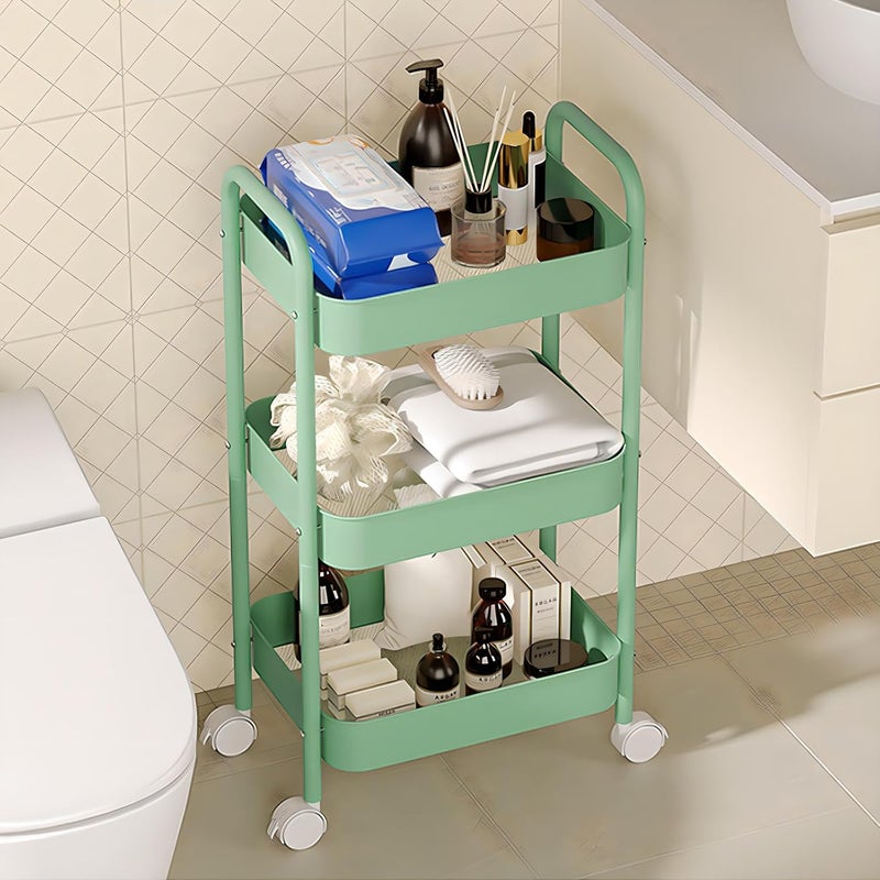 MEETOZ 3-Tier Rolling Utility Cart with Caster Wheels, Easy Assembly for Kitchen, Bathroom (Green) - Image 4