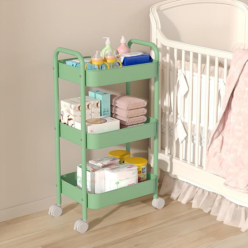 MEETOZ 3-Tier Rolling Utility Cart with Caster Wheels, Easy Assembly for Kitchen, Bathroom (Green) - Image 5