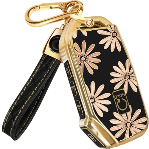 Lucrum Compatible with Kia Key Fob Cover Leather Keychain TPU Keyfob Case for Sportage Soul Forte Telluride EV6 NIRO K5 Stinger 20182025 Flower Vibe - Image 1