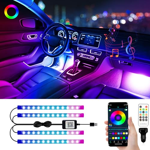 YM EBright YM E-Bright RGB LED Strip Lights for Car App Control with Remote Led Lights car Interior with Charger Music Sync Under Dash Footwell Neon Lighting Kit w/USB Cable DC 12V - Image 1