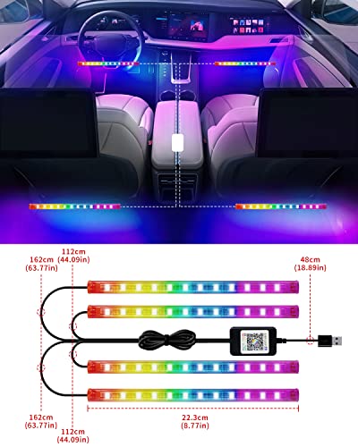 YM EBright YM E-Bright RGB LED Strip Lights for Car App Control with Remote Led Lights car Interior with Charger Music Sync Under Dash Footwell Neon Lighting Kit w/USB Cable DC 12V - Image 5
